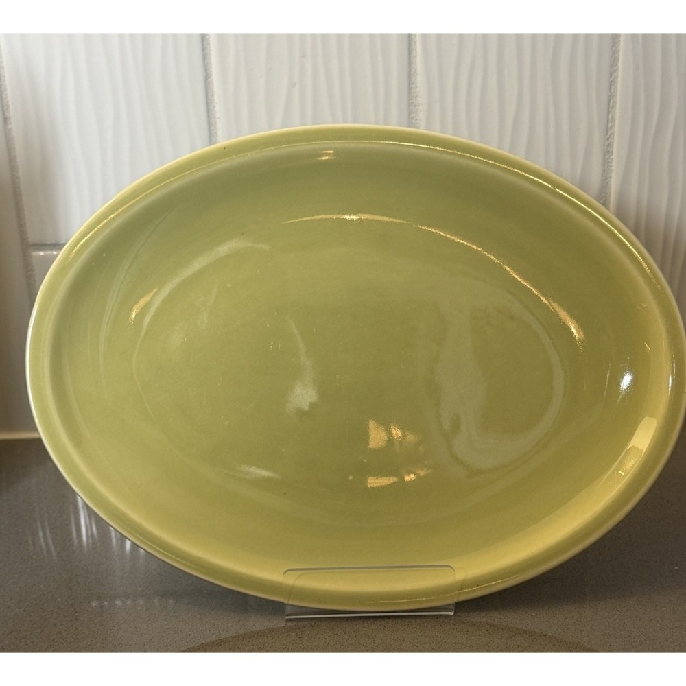 VTG Retro MCM Paden City Pottery Chartreuse Green 11.7" Oval Serving Platter EUC
